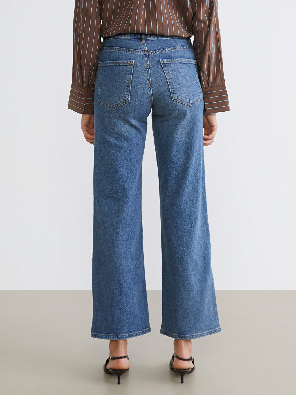 İndigo Wideleg Kadın Jean Pantolon-3