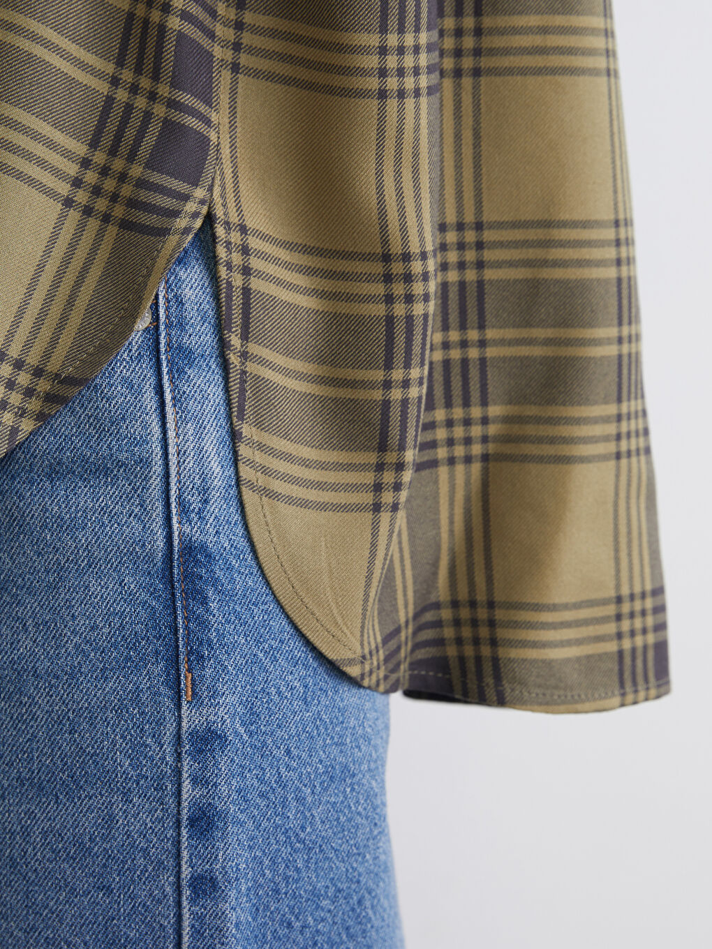 Yeşil Ekose Poplin Oversize Kadın Gömlek Tunik-2