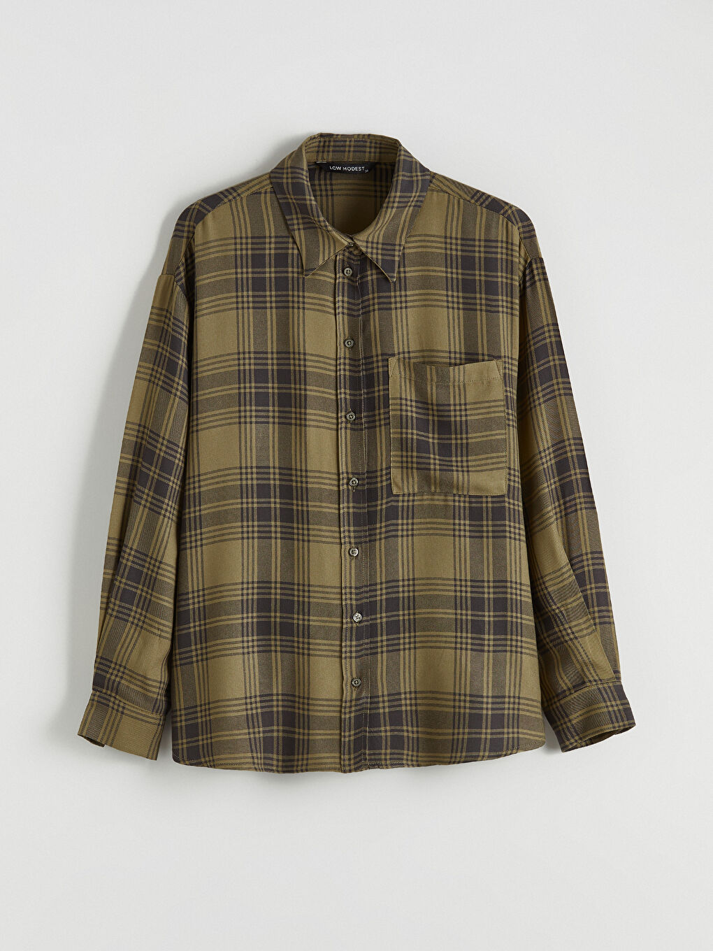 Yeşil Ekose Poplin Oversize Kadın Gömlek Tunik-4