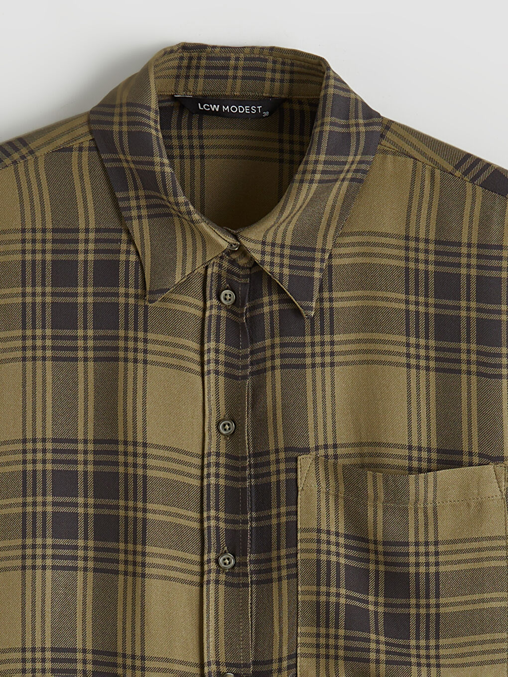 Yeşil Ekose Poplin Oversize Kadın Gömlek Tunik-5