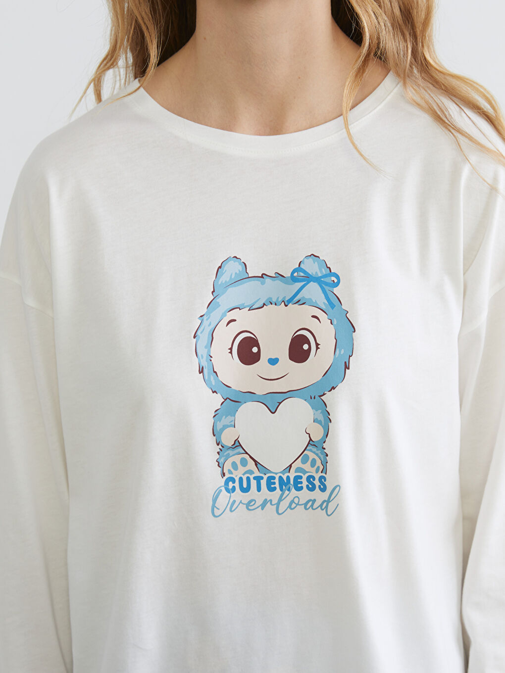 Σετ Πιτζάμες με Εκτύπωση και Στρογγυλή Λαιμόκοψη για Γυναίκες-2