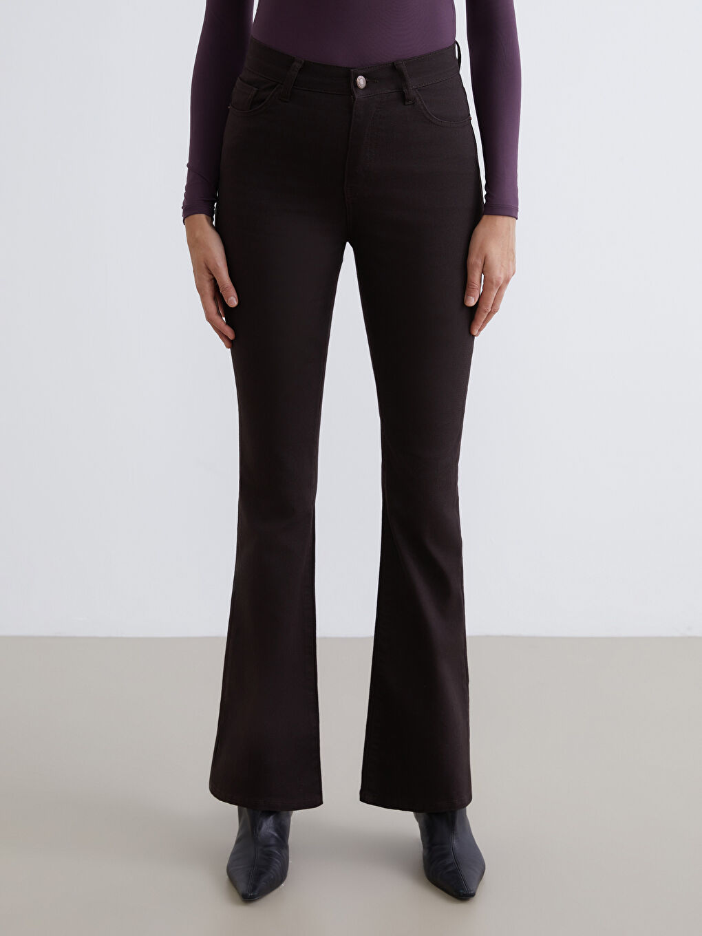 Kahverengi Mars Flare Kadın Jean Pantolon-1