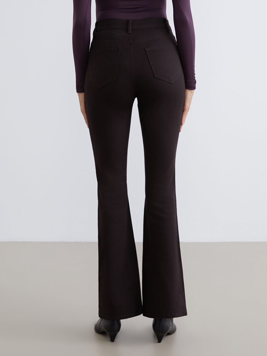 Kahverengi Mars Flare Kadın Jean Pantolon-3