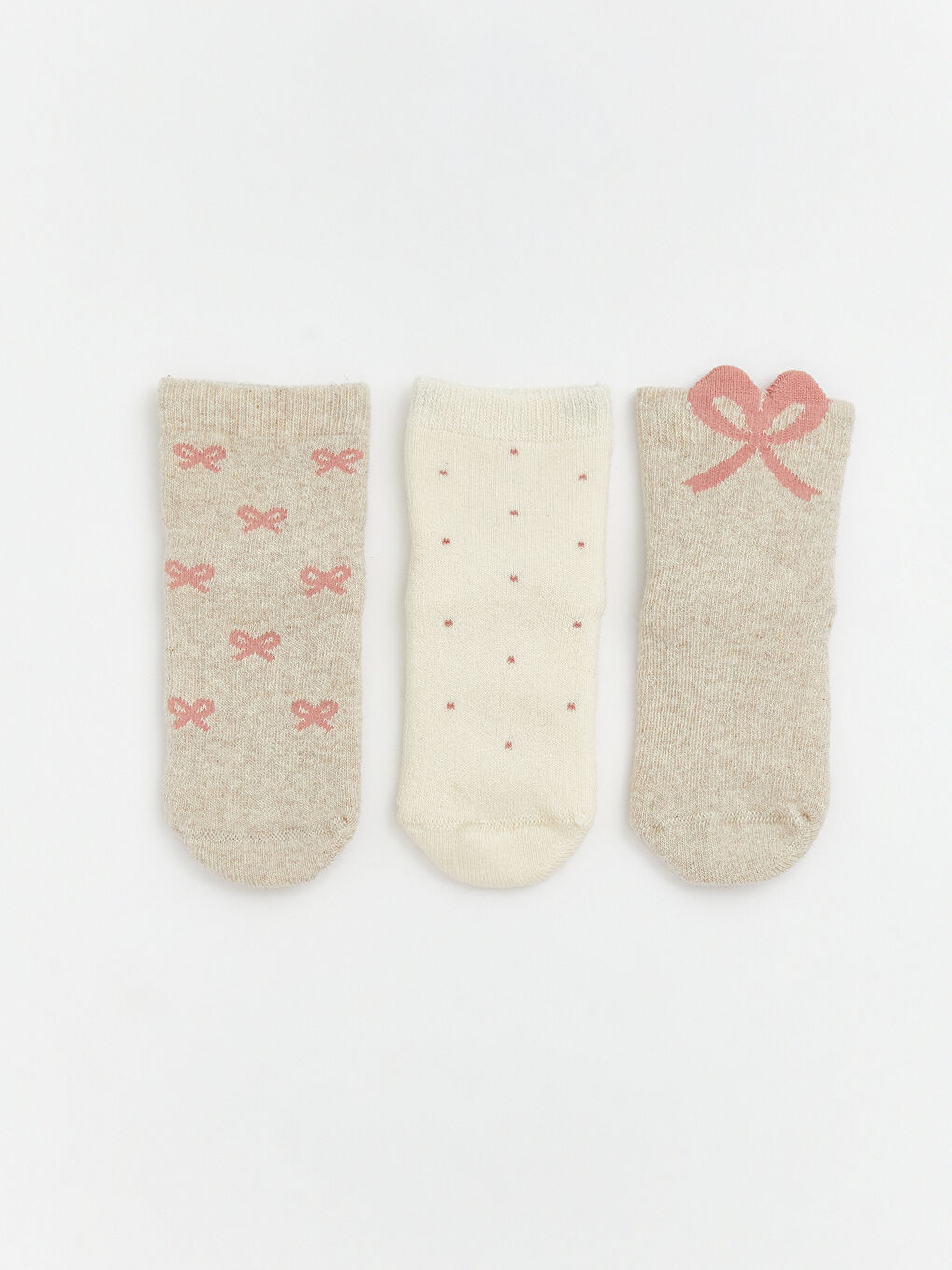 ნიმუშიანი ჩვილის გოგონებისთვის კოჭის წინდები 3-ცალიანი პაკეტი