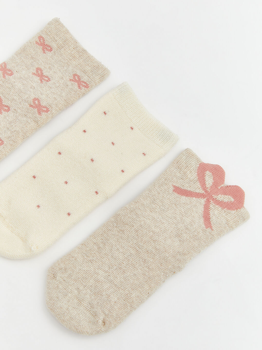 ნიმუშიანი ჩვილის გოგონებისთვის კოჭის წინდები 3-ცალიანი პაკეტი-1