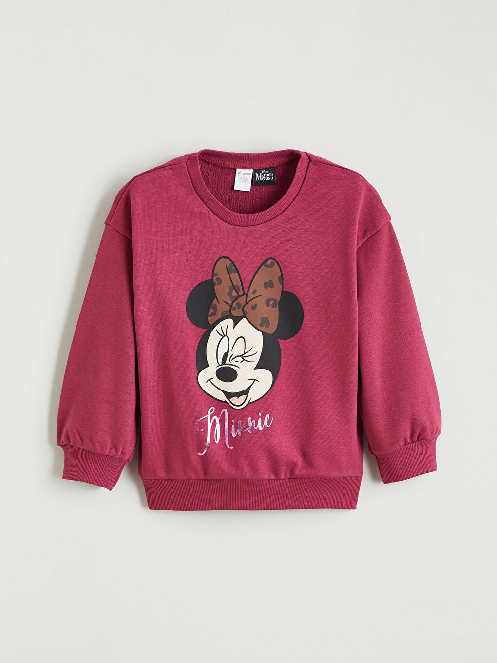 Bordo Minnie Mouse Baskılı Kız Çocuk Sweatshirt