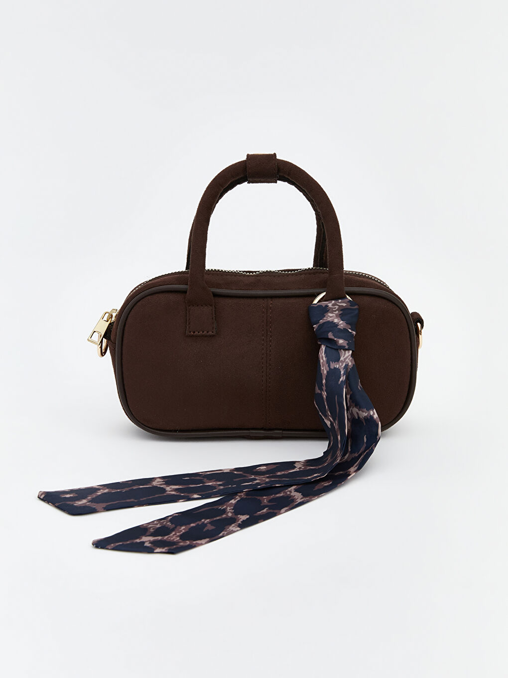 Kahverengi Fular Detaylı Süet Görünümlü Kadın Omuz Çantası