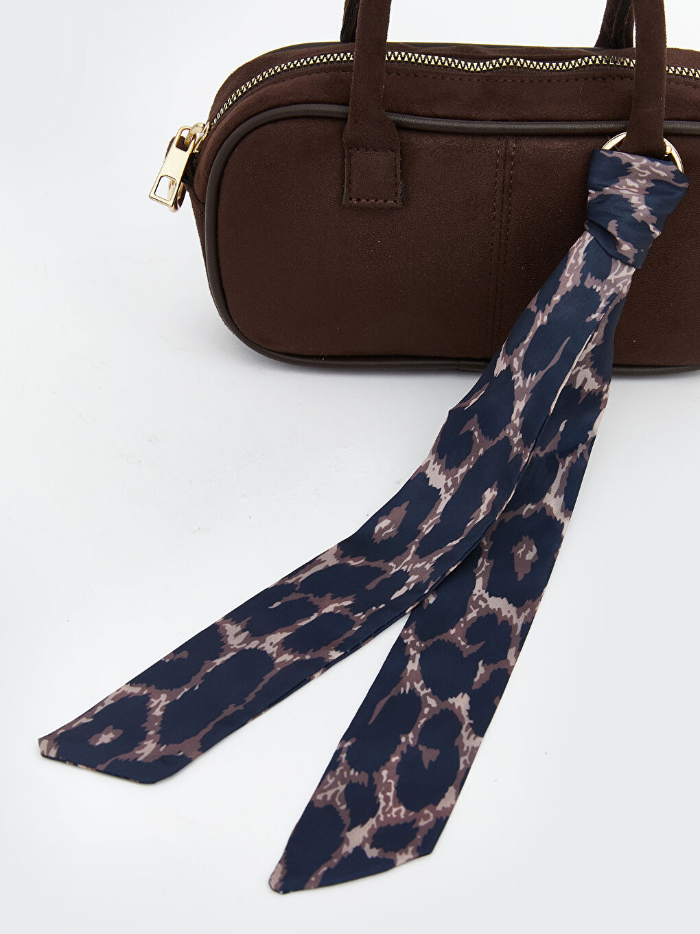 Kahverengi Fular Detaylı Süet Görünümlü Kadın Omuz Çantası-2