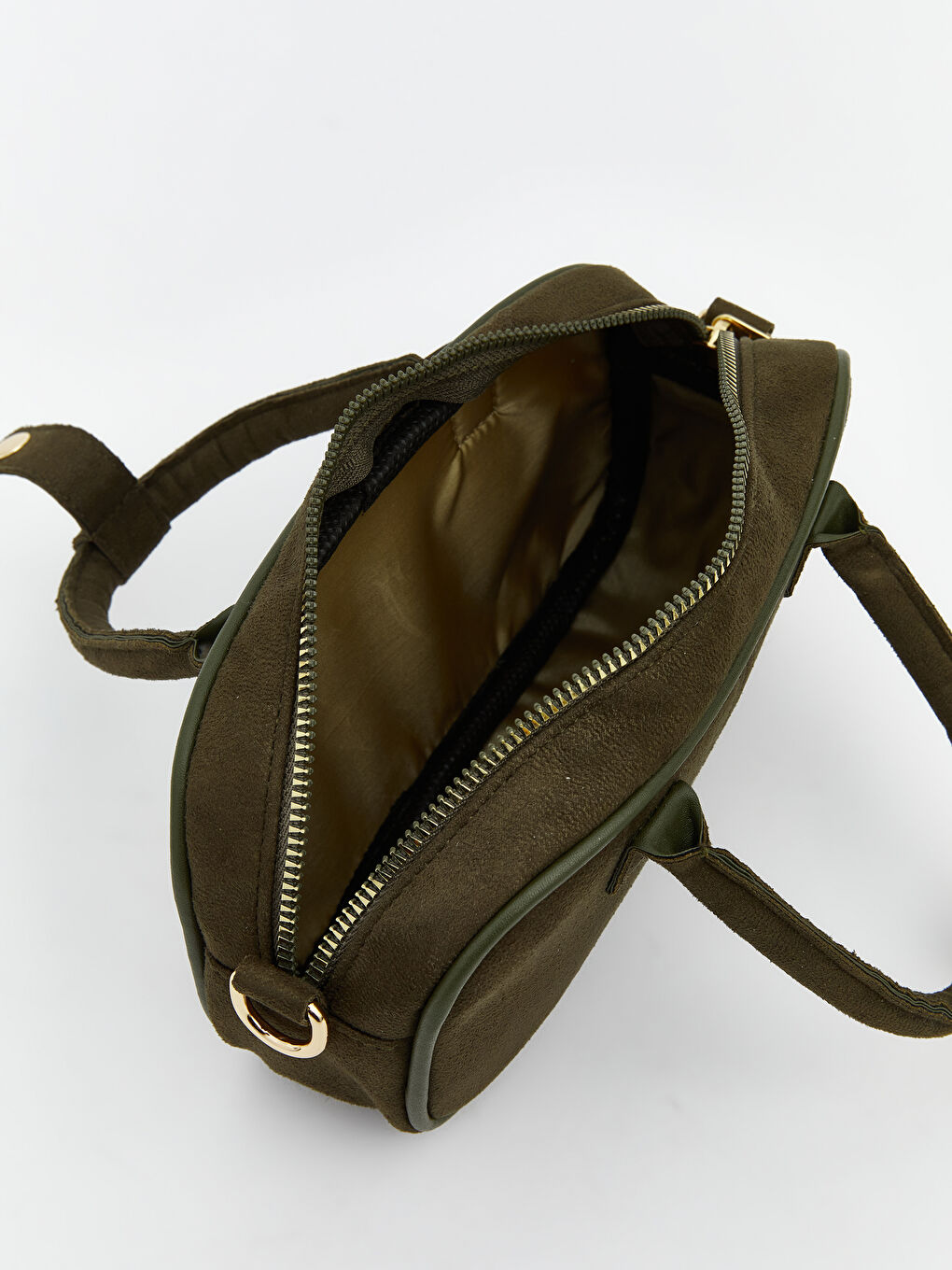 Haki Fular Detaylı Süet Görünümlü Kadın Omuz Çantası-3