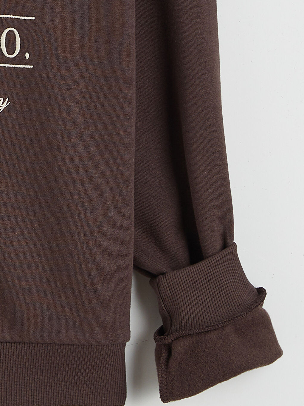 Kahverengi New York Nakışlı Kadın Kalın Sweatshirt-5