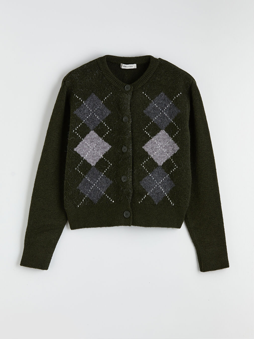 Argyle Pattern Women Knitwear Cardigan-4