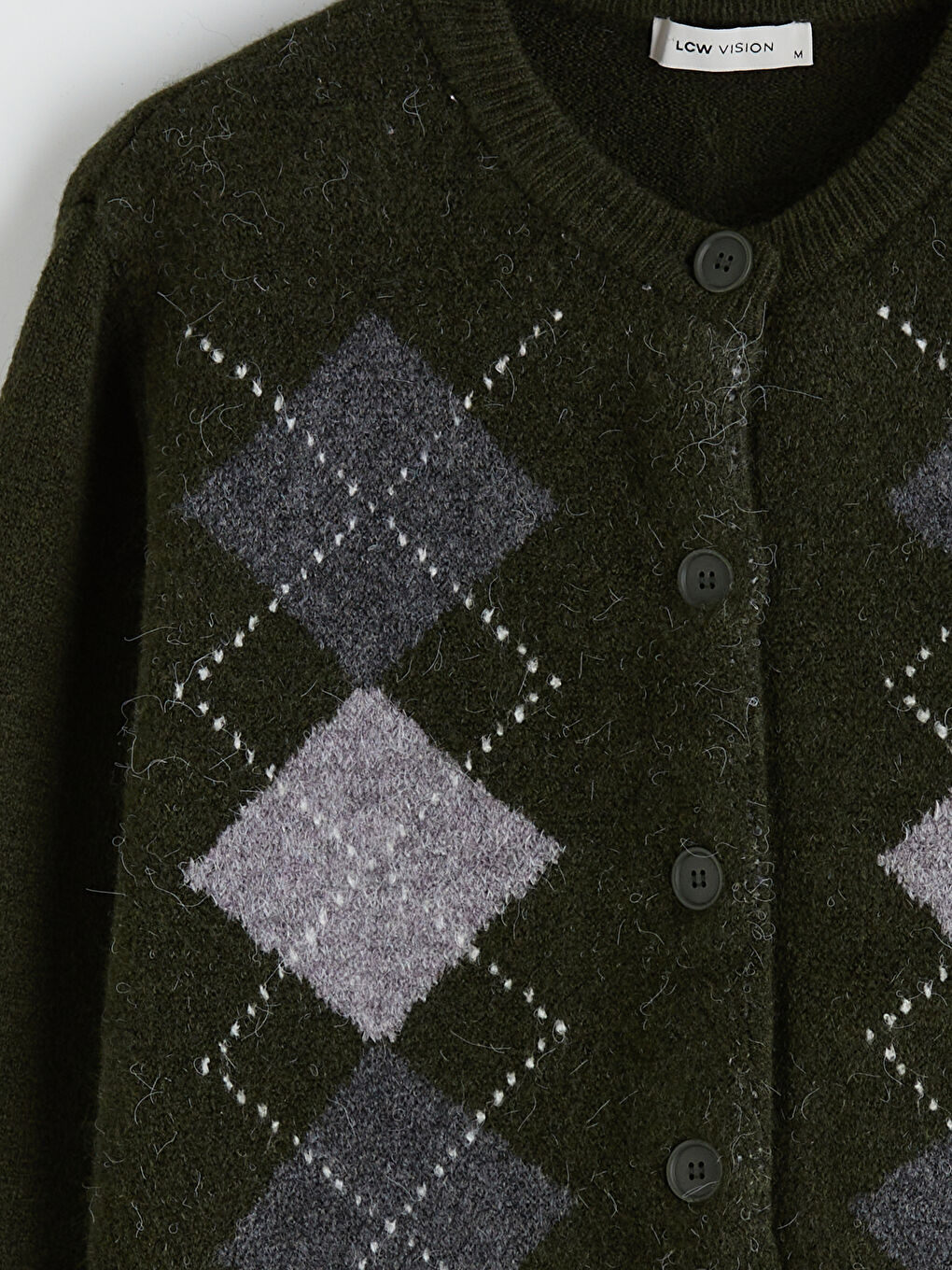 Argyle Pattern Women Knitwear Cardigan-5