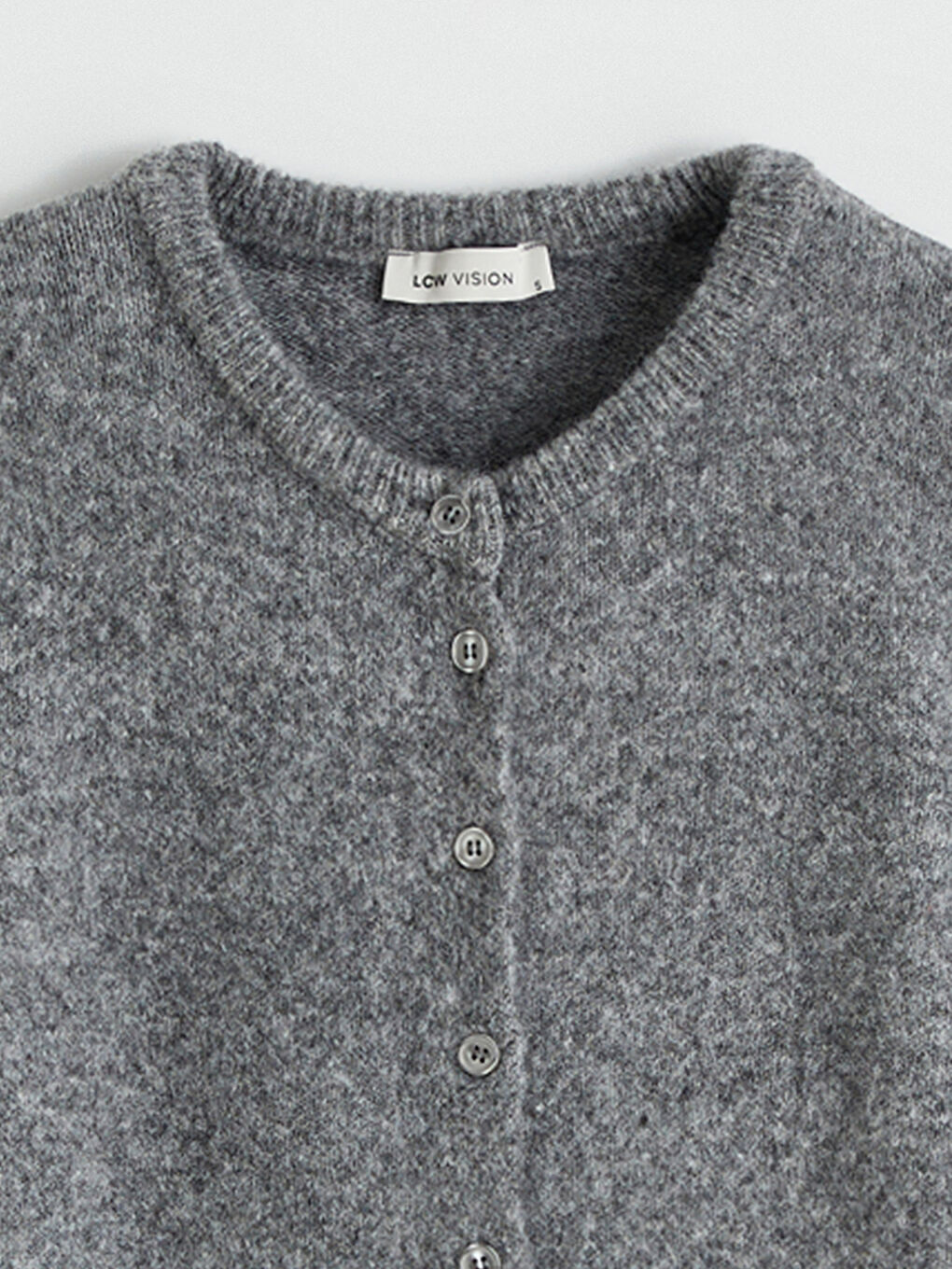 Gri Bisiklet Yaka Yün Karışımlı Kadın Triko Hırka-5