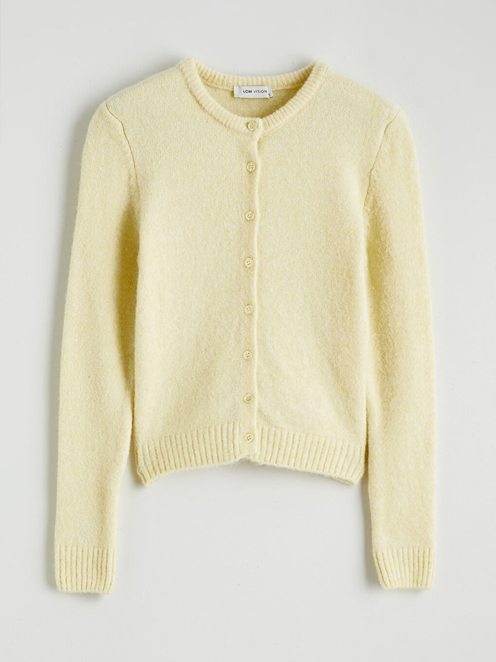 Sarı Bisiklet Yaka Yün Karışımlı Kadın Triko Hırka-4