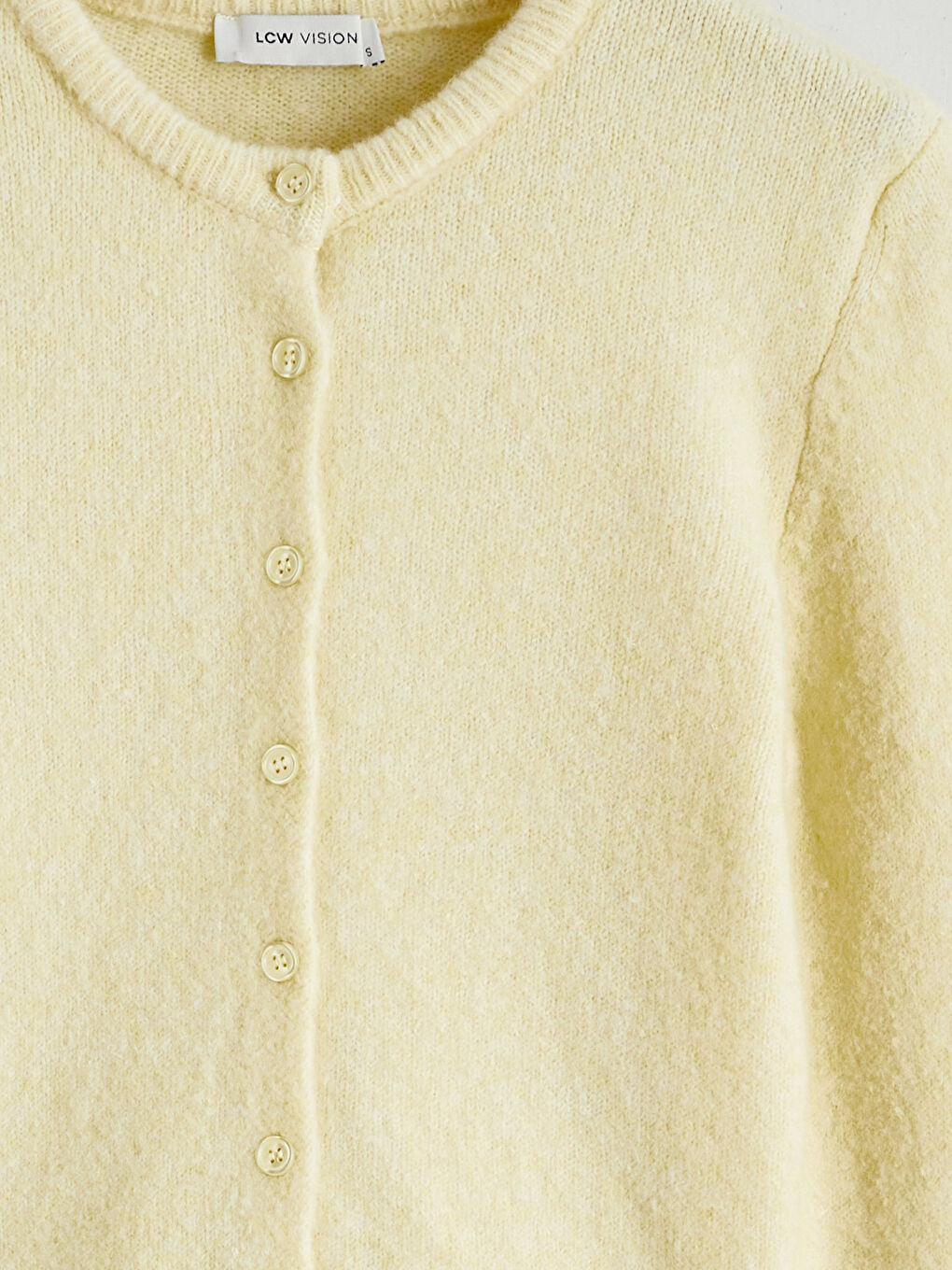 Sarı Bisiklet Yaka Yün Karışımlı Kadın Triko Hırka-5