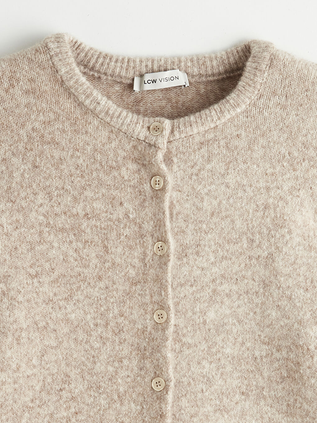 Kahverengi Bisiklet Yaka Yün Karışımlı Kadın Triko Hırka-1