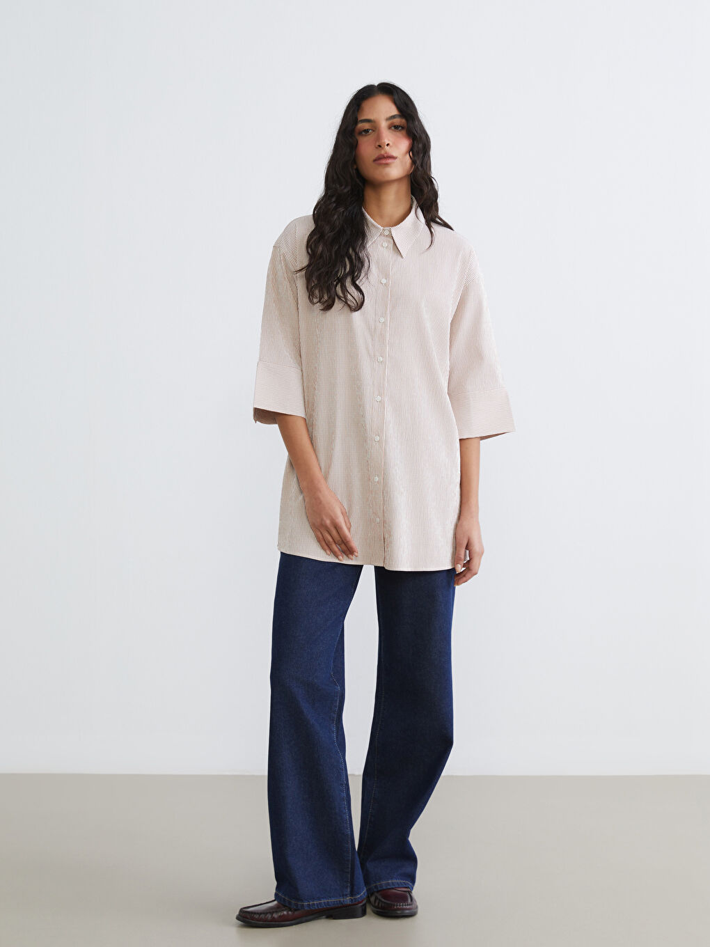 İndigo Wideleg Kadın Jean Pantolon-1