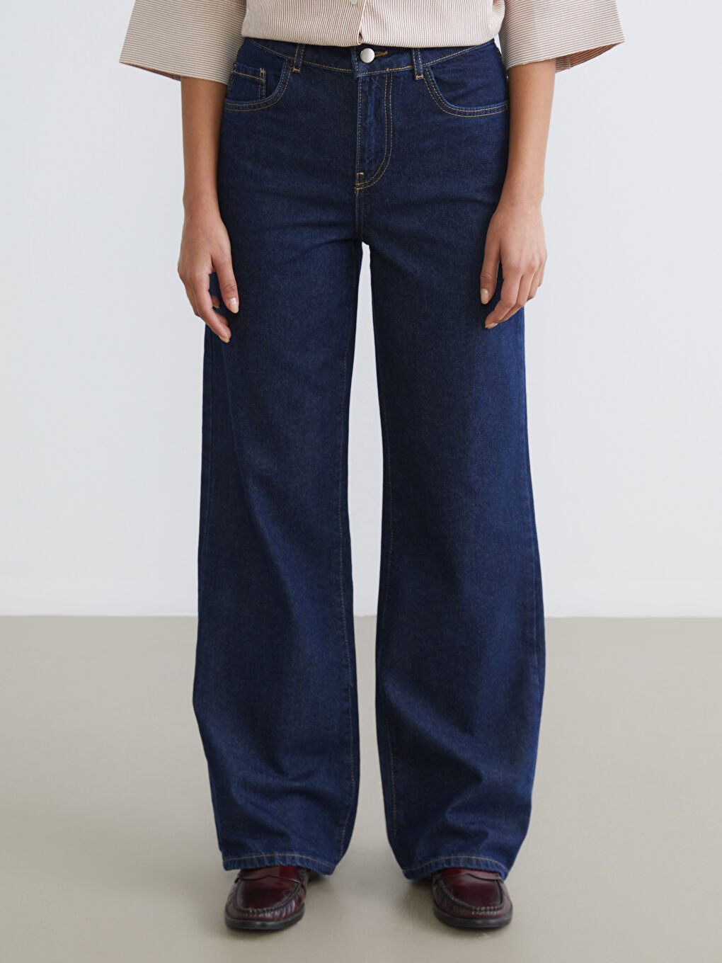 İndigo Wideleg Kadın Jean Pantolon-2