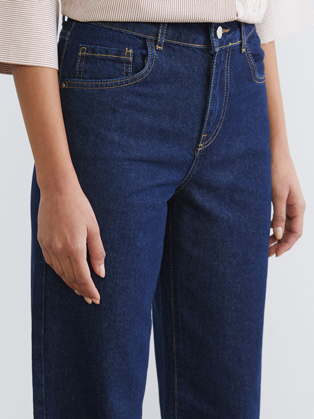 İndigo Wideleg Kadın Jean Pantolon-3