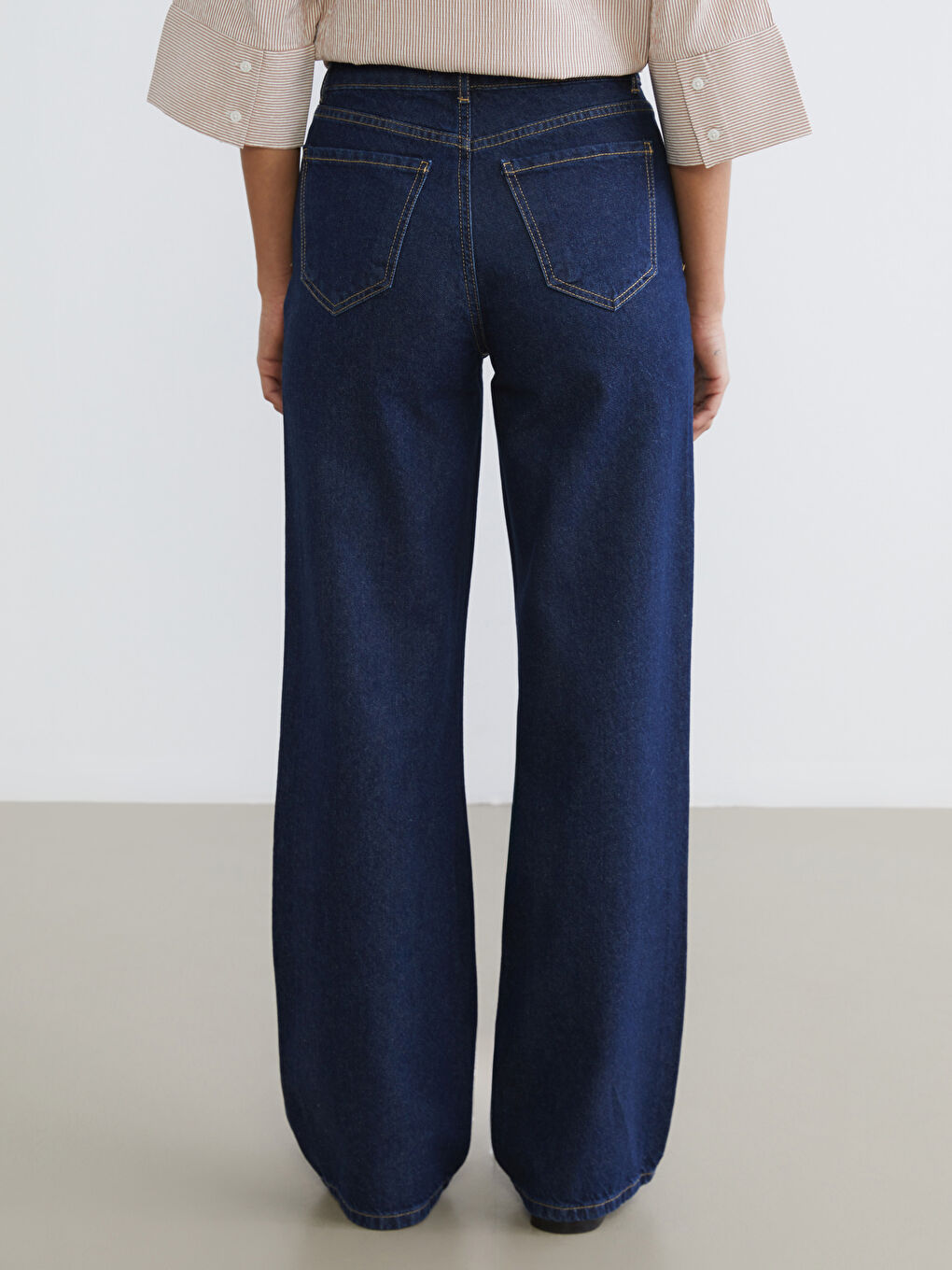 İndigo Wideleg Kadın Jean Pantolon-4