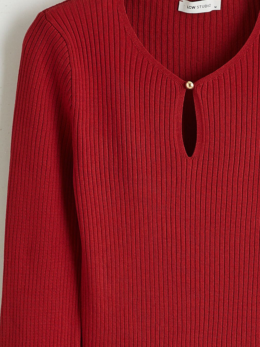 Kırmızı Bisiklet Yaka Kadın Triko Kazak-5