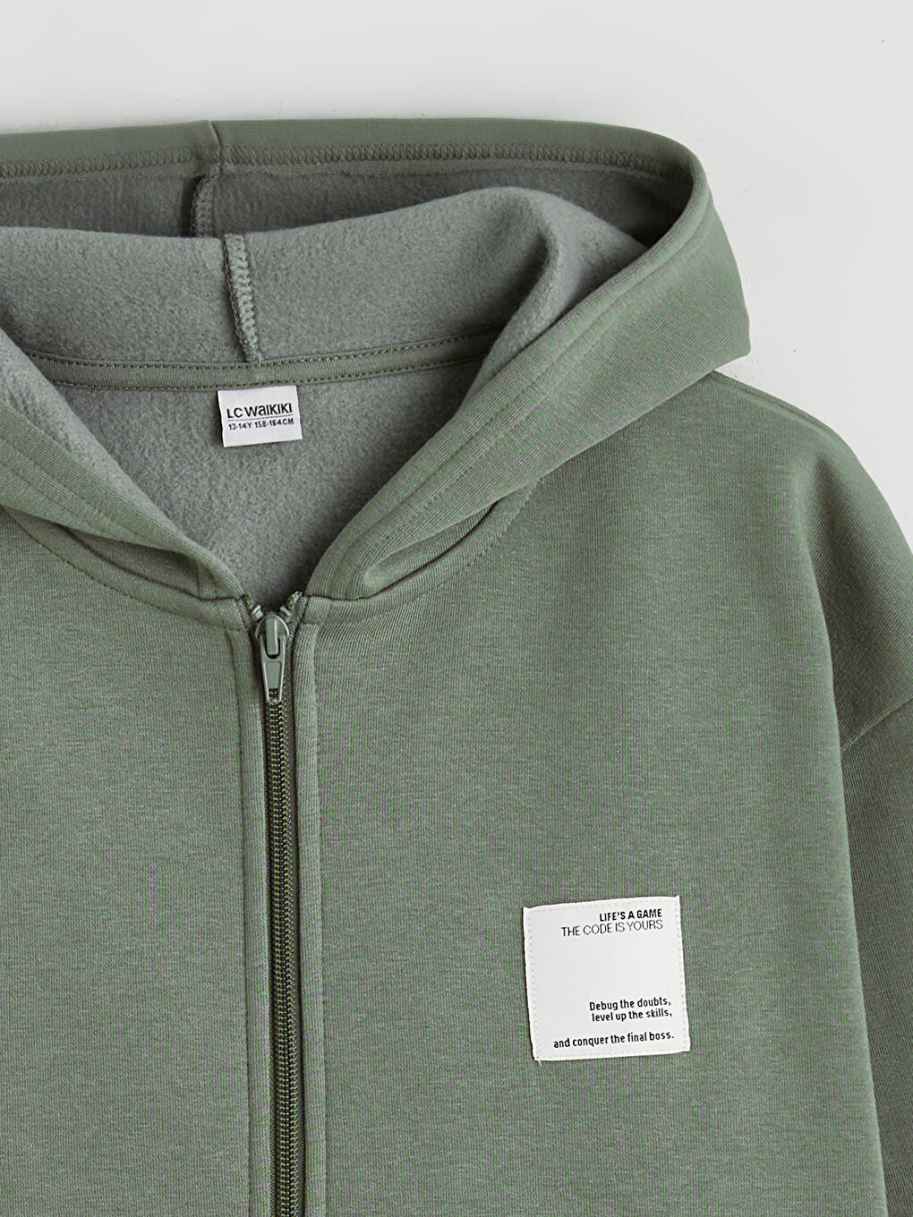 Hooded Boys' Thick Zip-Up Sweatshirt-2