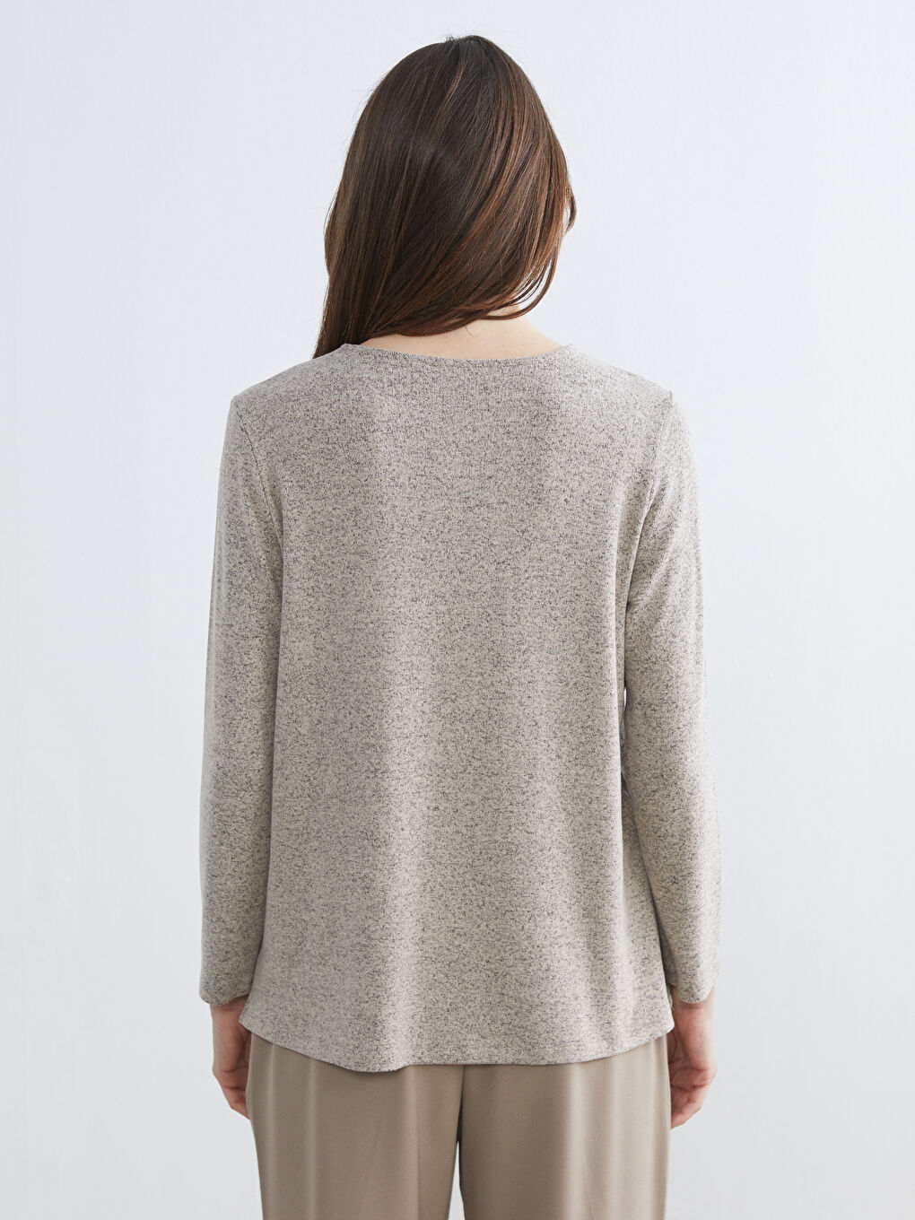 Crew Neck Patterned Blouse-4