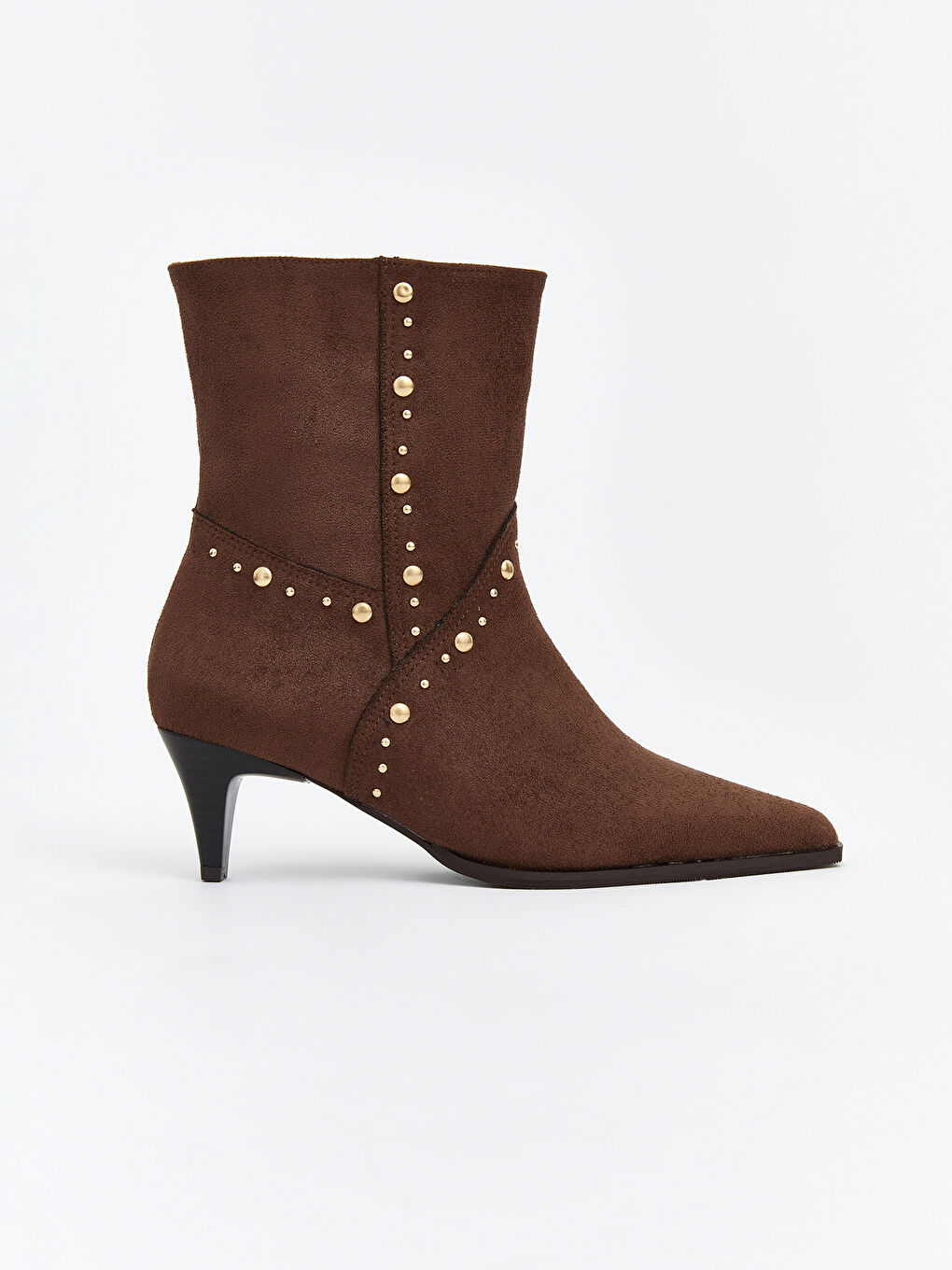 Kahverengi Süet Görünümlü Kadın Topuklu Bot-1