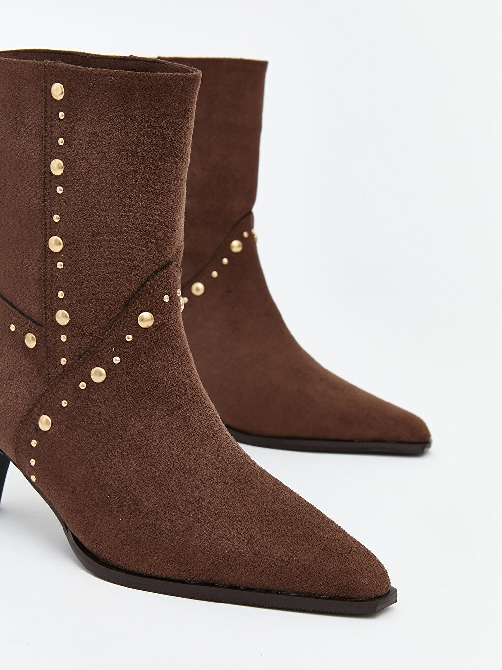 Kahverengi Süet Görünümlü Kadın Topuklu Bot-2