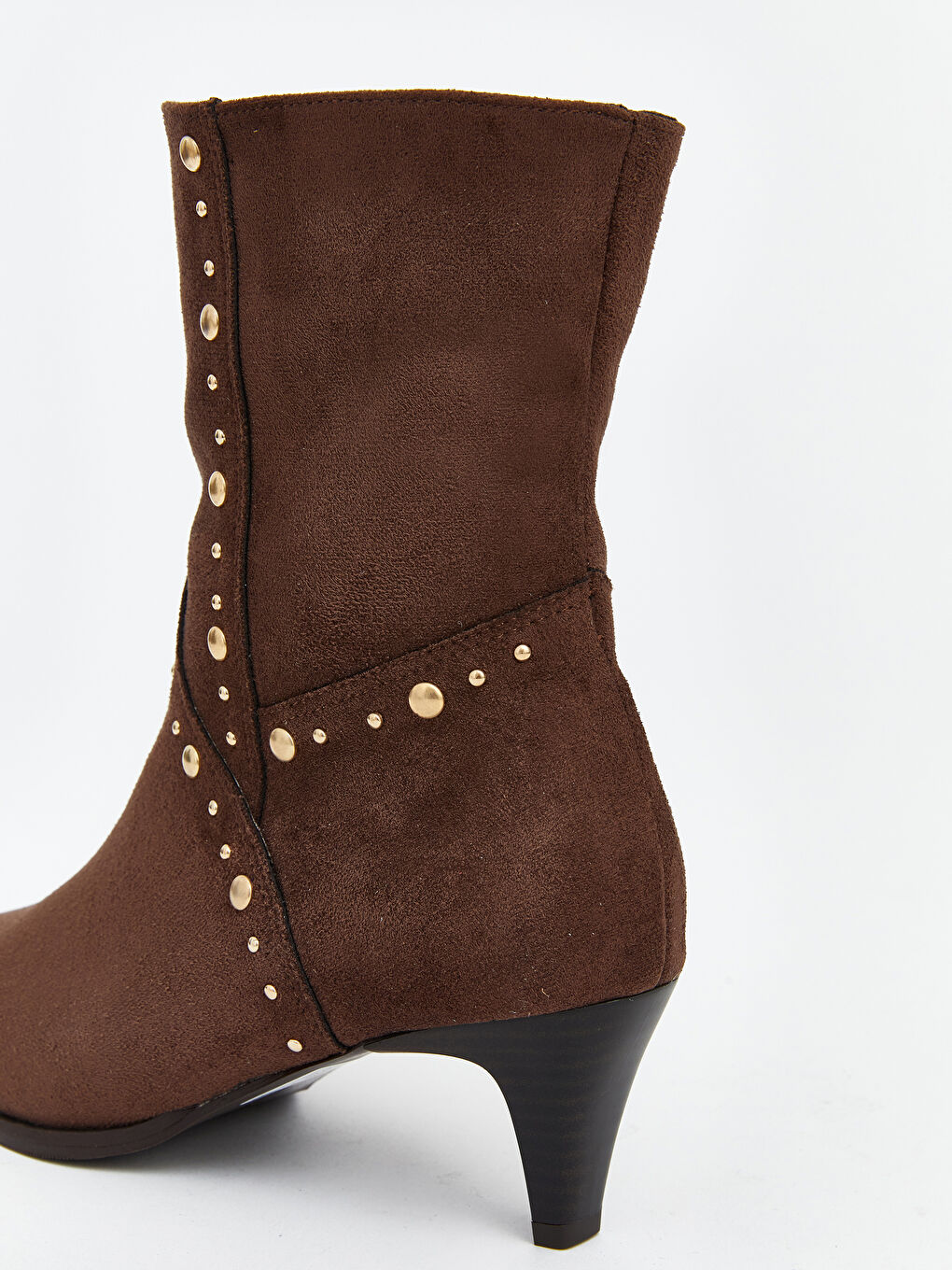 Kahverengi Süet Görünümlü Kadın Topuklu Bot-4