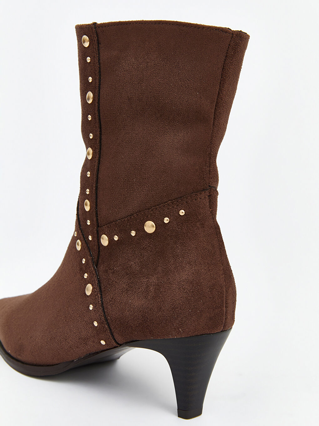 Kahverengi Süet Görünümlü Kadın Topuklu Bot-5