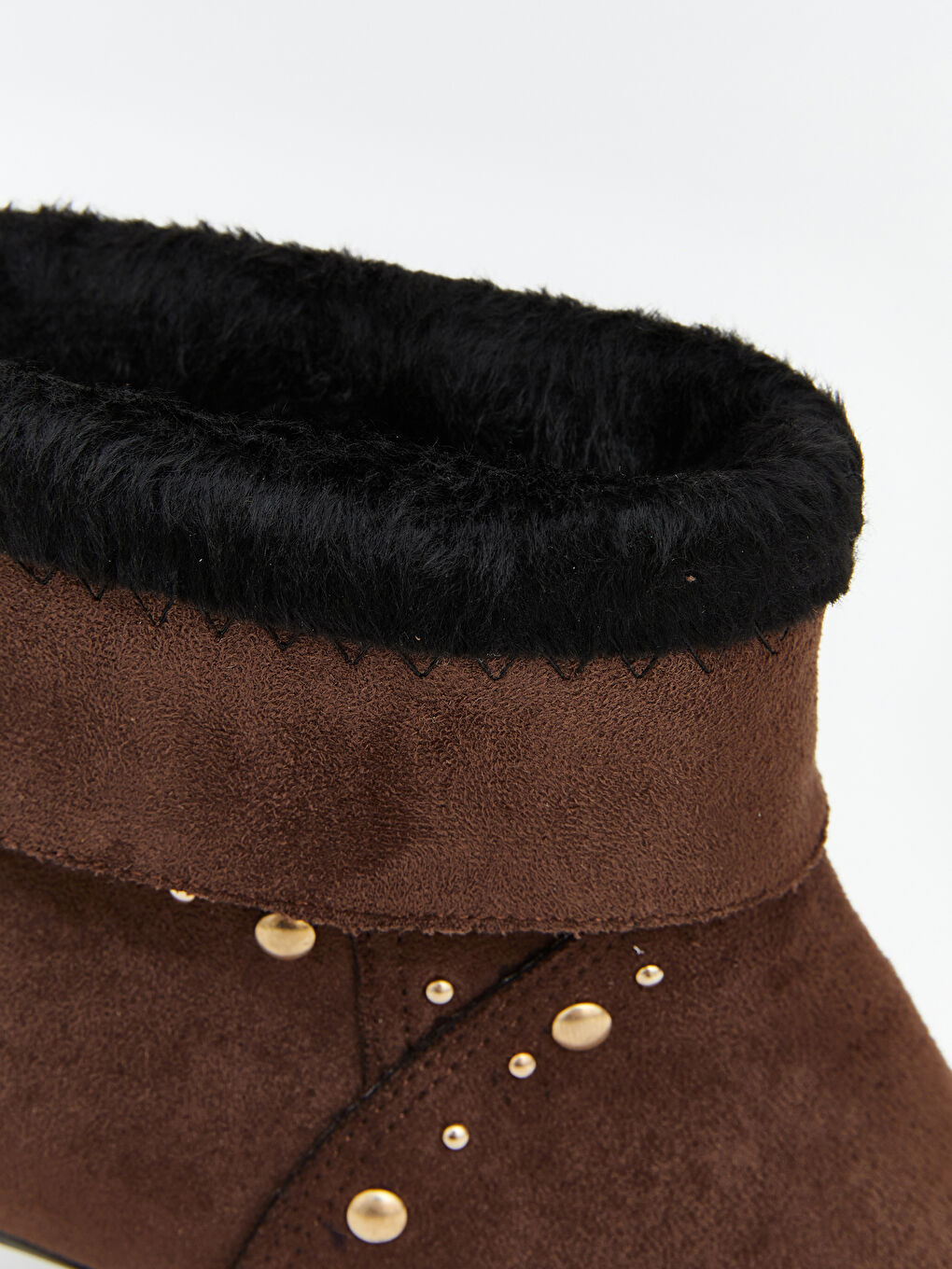 Kahverengi Süet Görünümlü Kadın Topuklu Bot-6