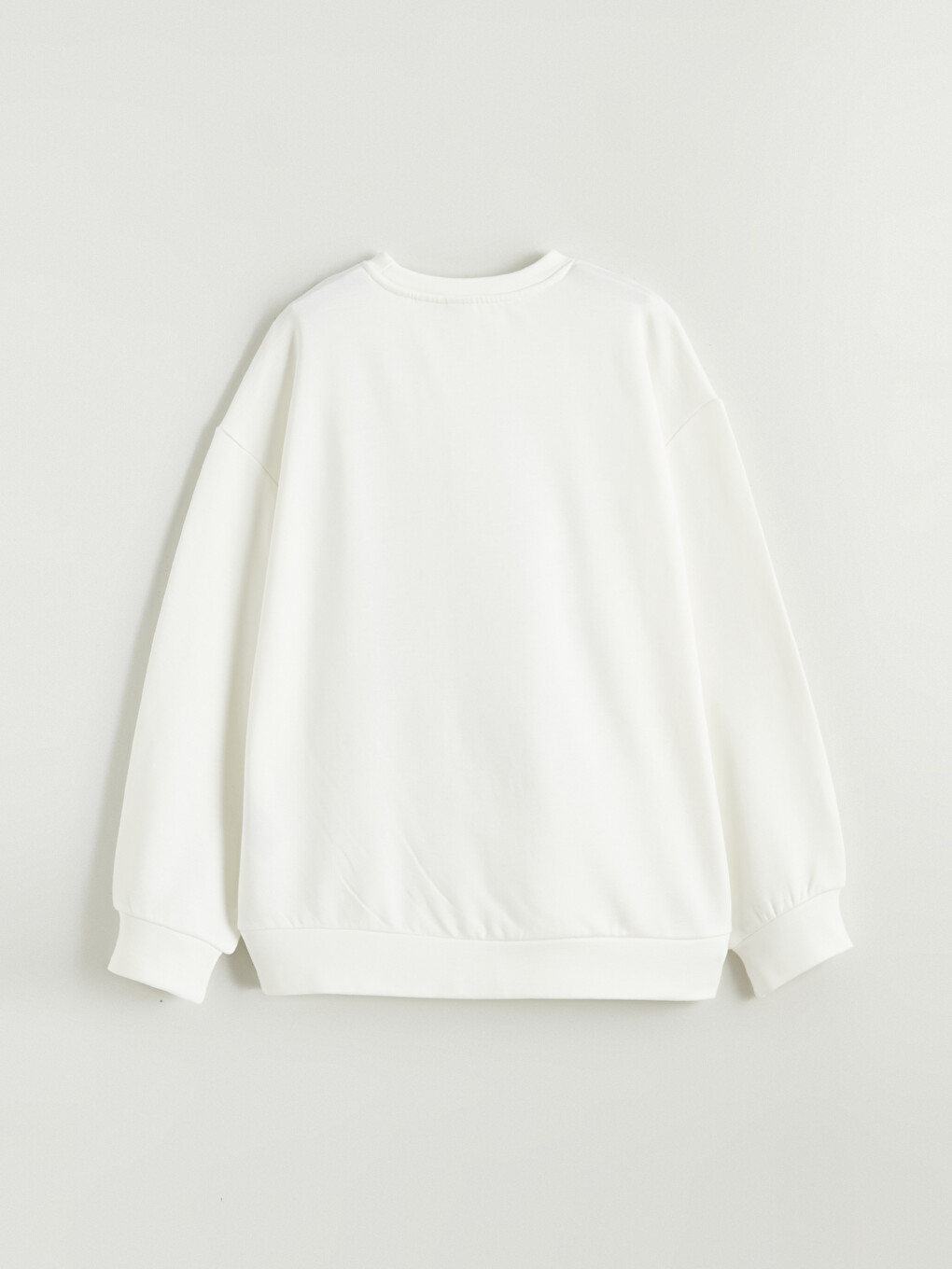 Beyaz Stitch Baskılı Kız Çocuk Soft Touch Sweatshirt-4