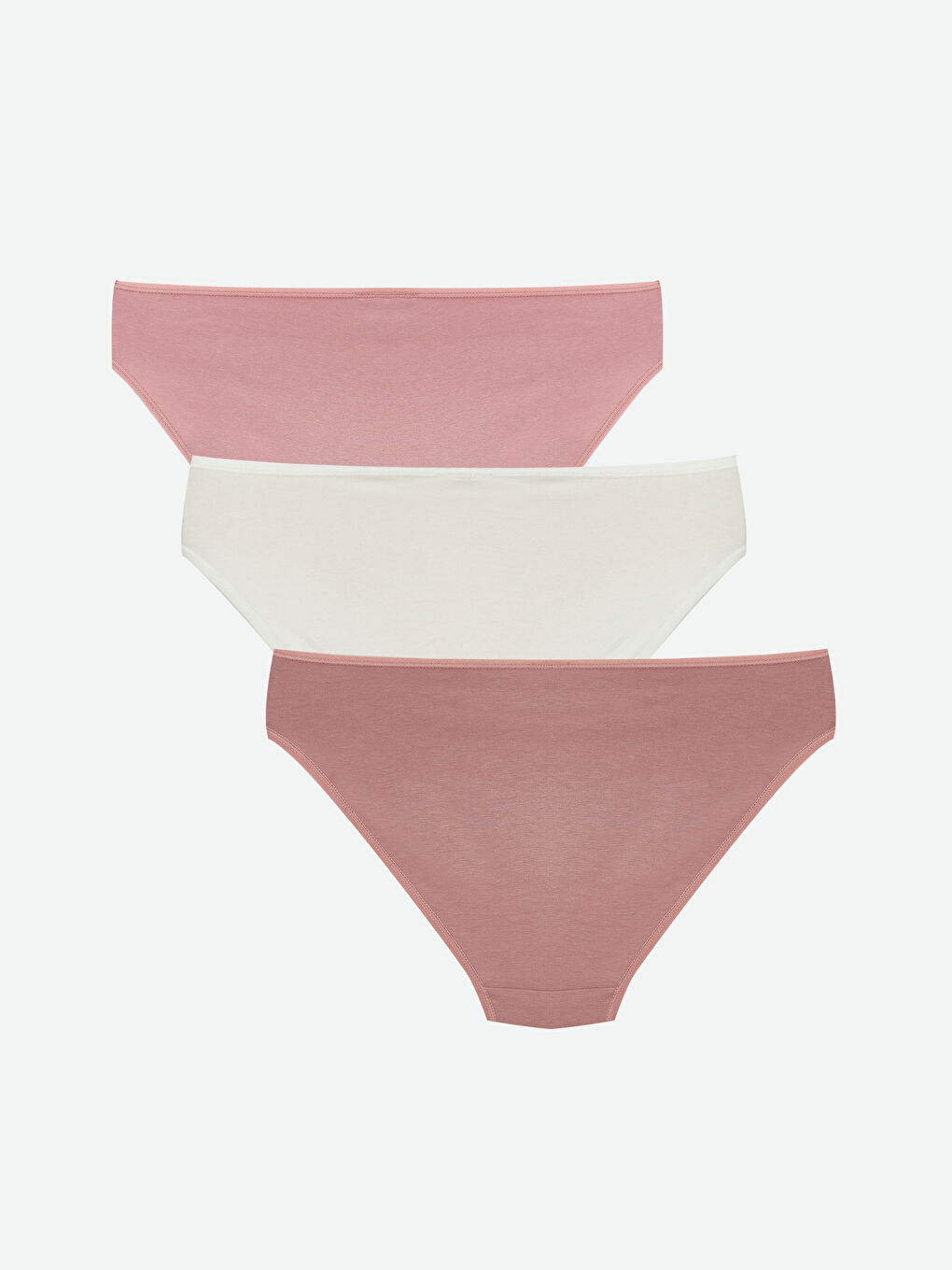 Pembe Düz Bikini Külot 3'lü-1