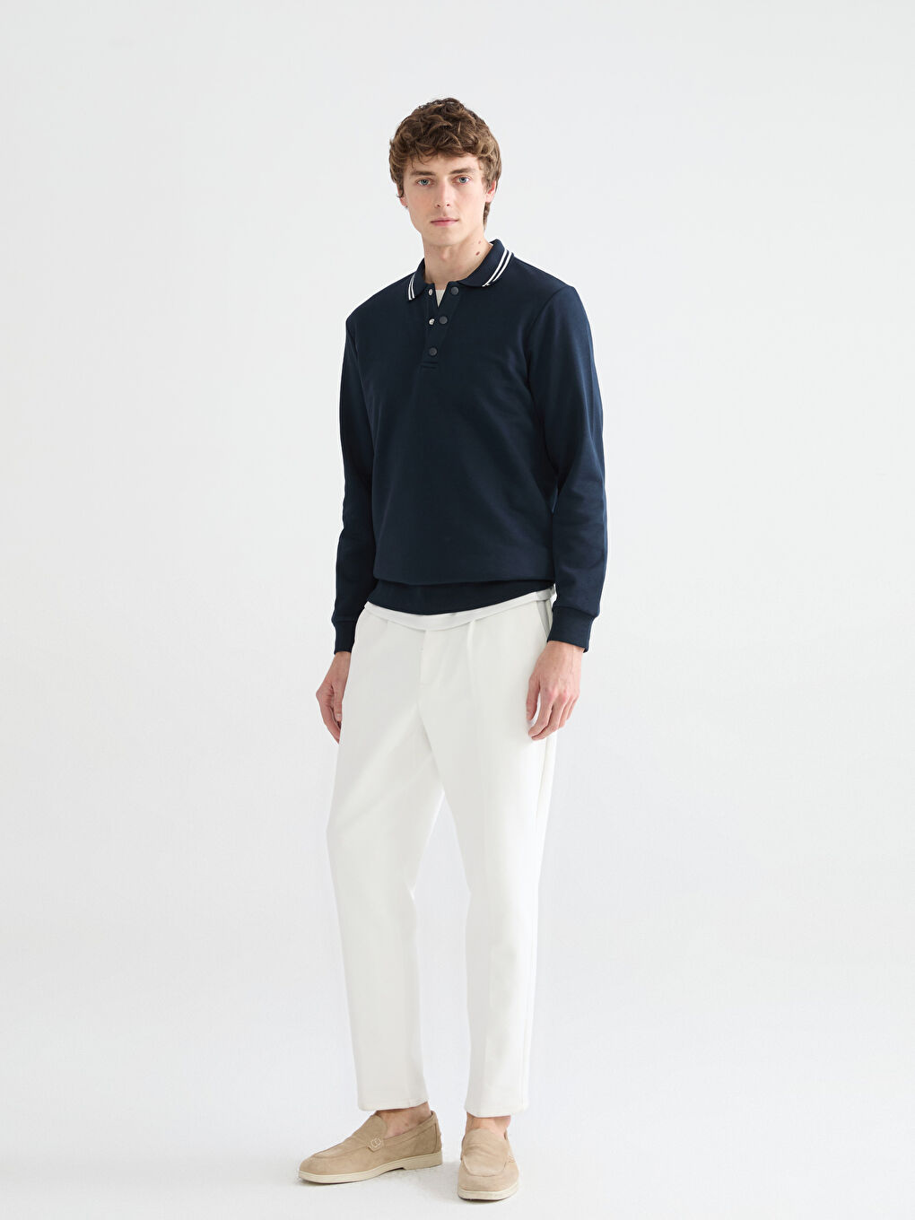 Polo Neck Thick Men's Sweatshirt-1