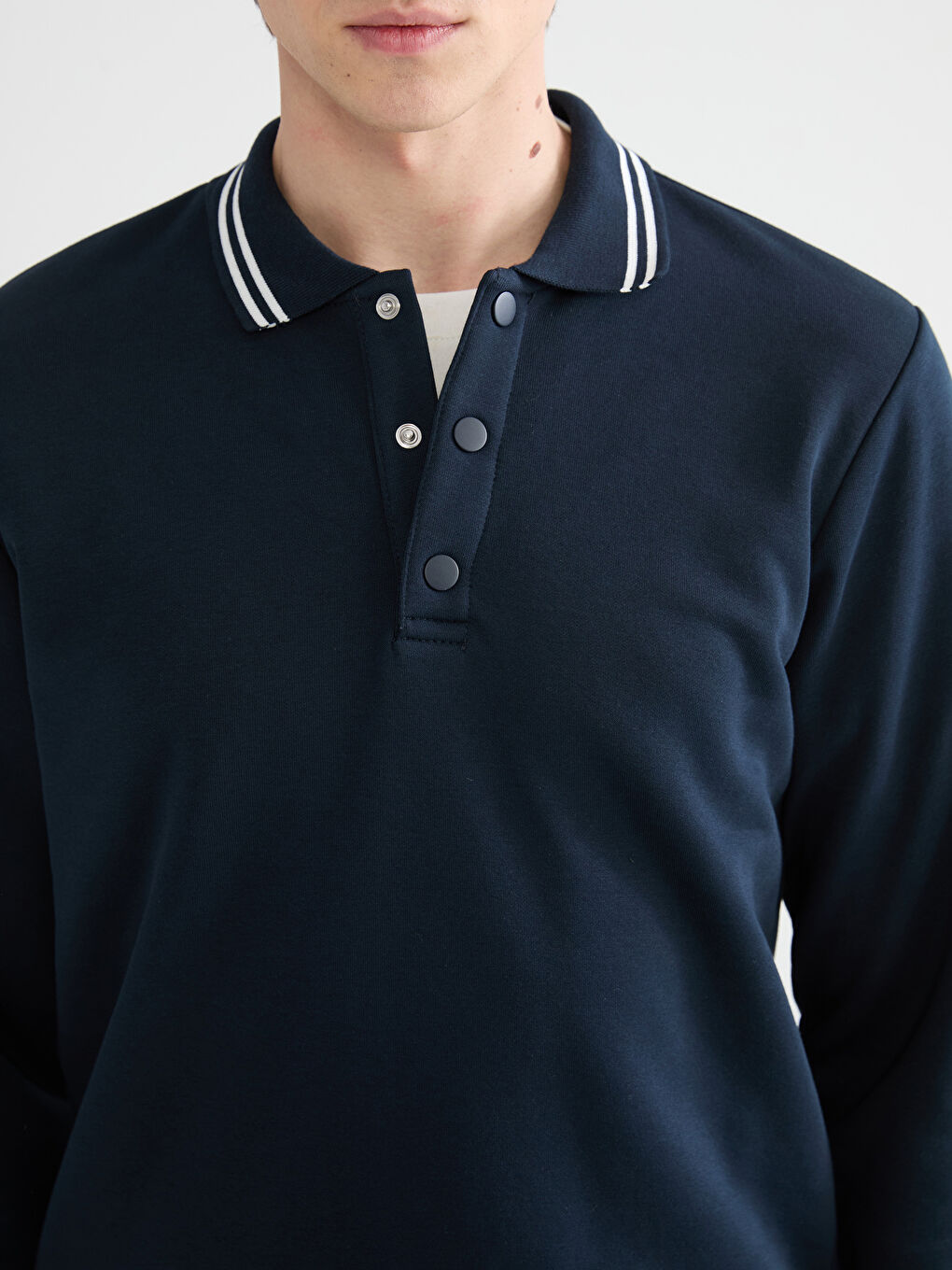 Polo Neck Thick Men's Sweatshirt-2