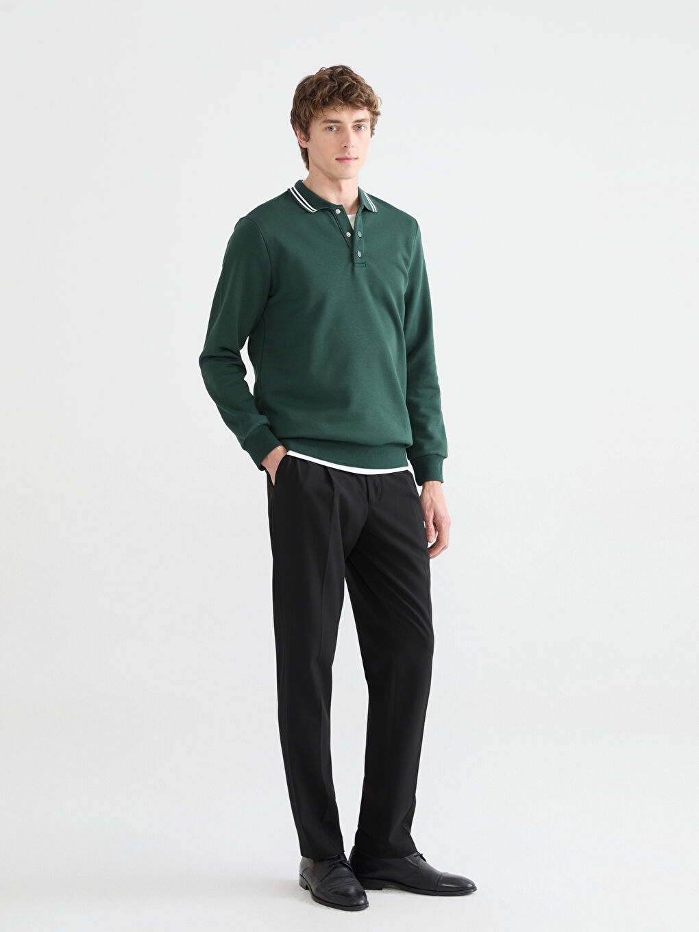 Polo Neck Thick Men's Sweatshirt-1