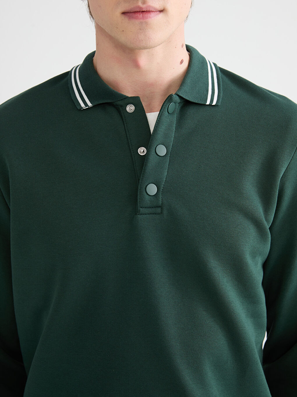 Polo Neck Thick Men's Sweatshirt-2