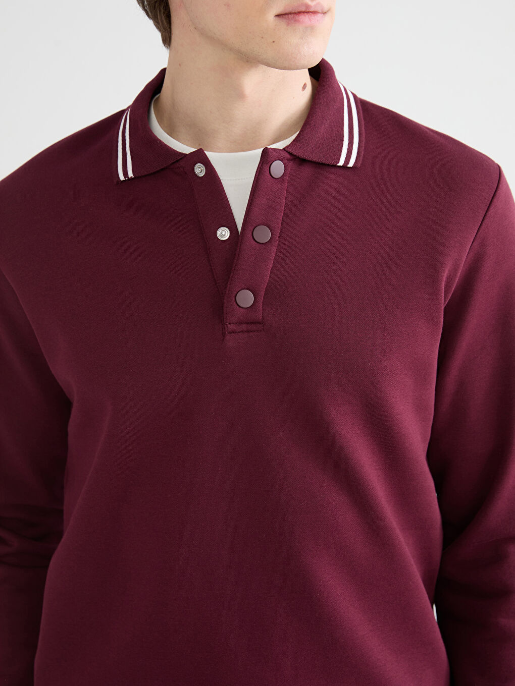 Polo Yaka Kalın Erkek Sweatshirt-2