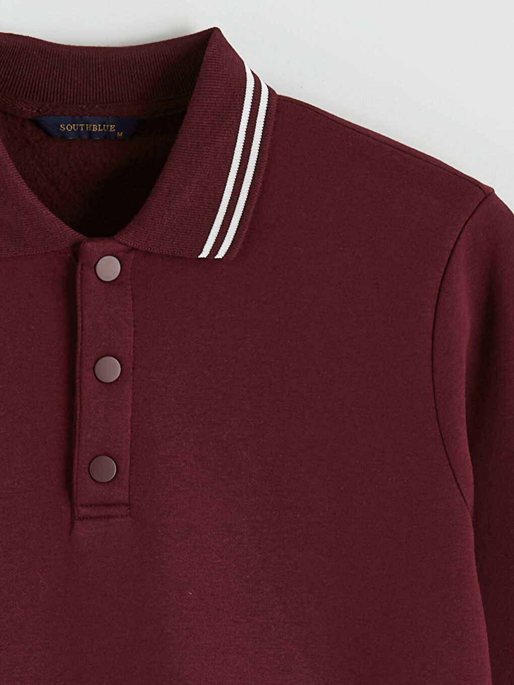 Bordo Polo Yaka Kalın Erkek Sweatshirt-2