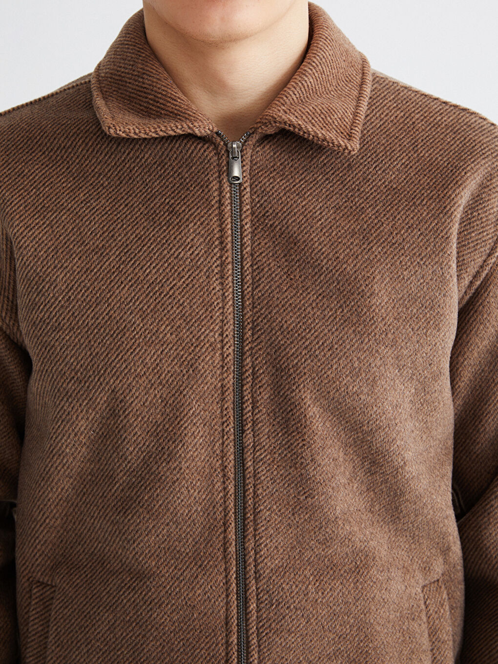 Kahverengi Regular Fit Uzun Kollu Kaşe Erkek Gömlek Ceket-2