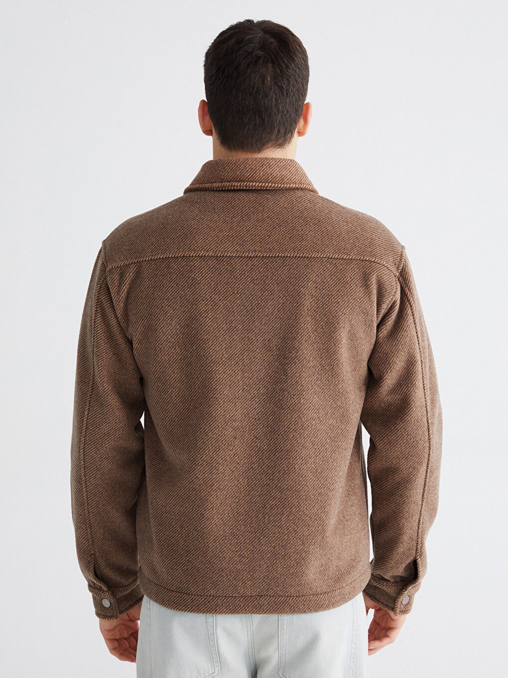 Kahverengi Regular Fit Uzun Kollu Kaşe Erkek Gömlek Ceket-3