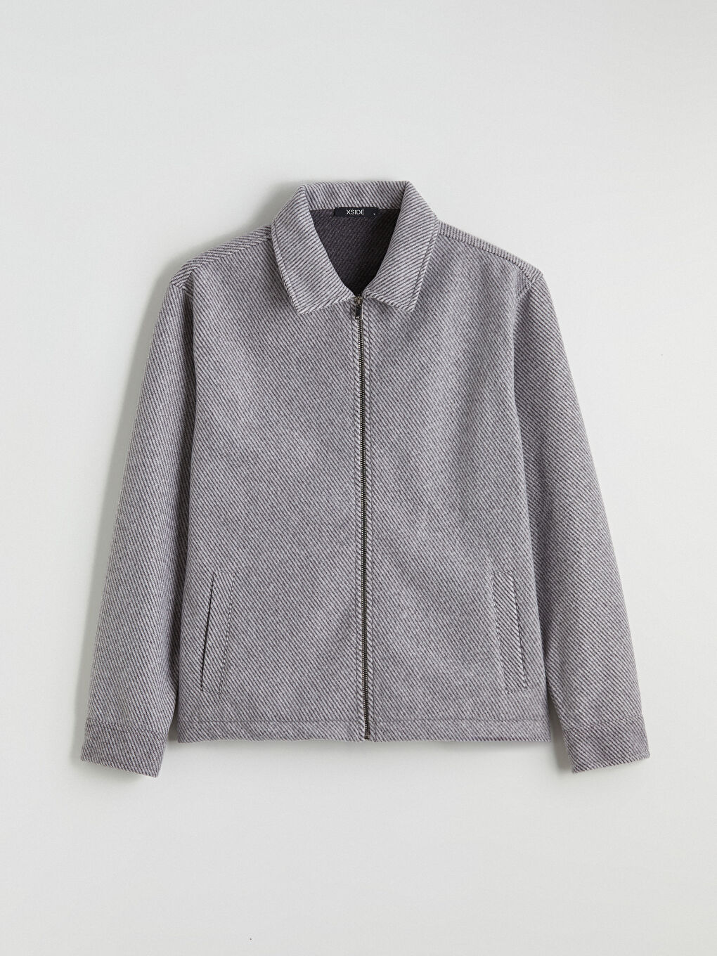 Gri Regular Fit Uzun Kollu Kaşe Erkek Gömlek Ceket-4