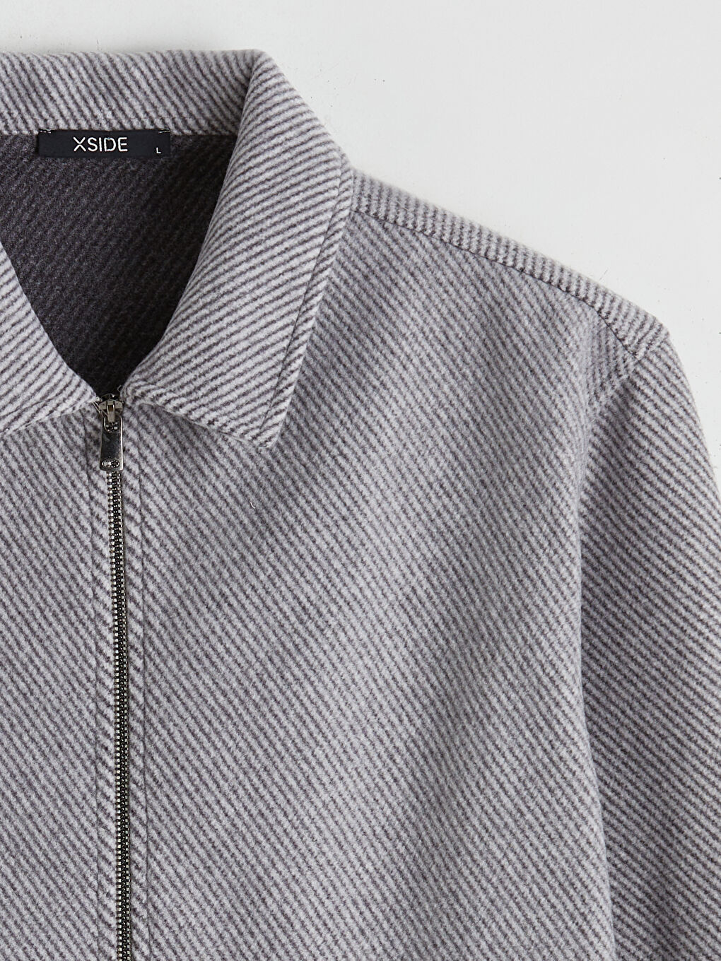 Gri Regular Fit Uzun Kollu Kaşe Erkek Gömlek Ceket-5