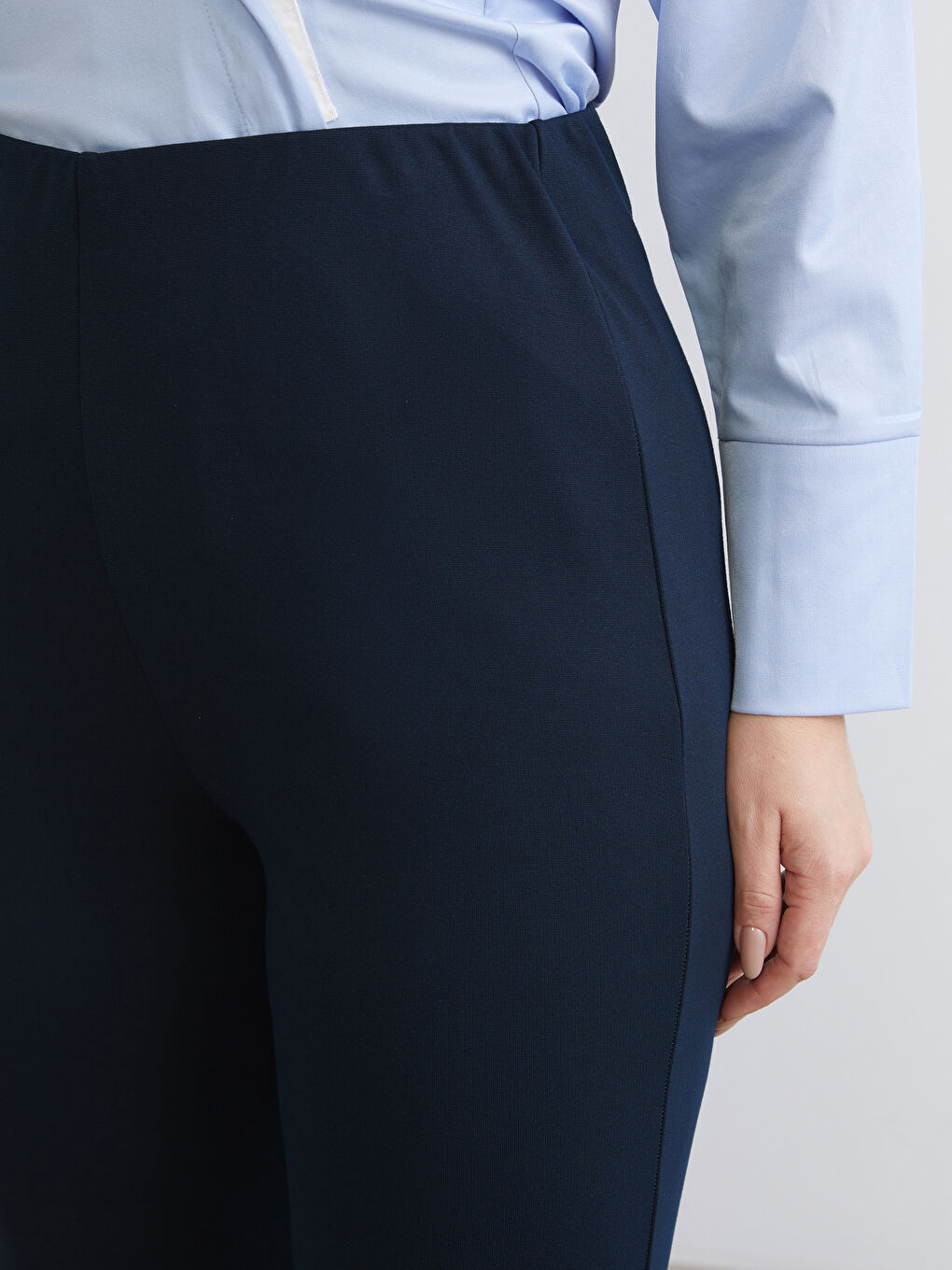 Lacivert Büyük Beden İspanyol Paça Kadın Pantolon-2