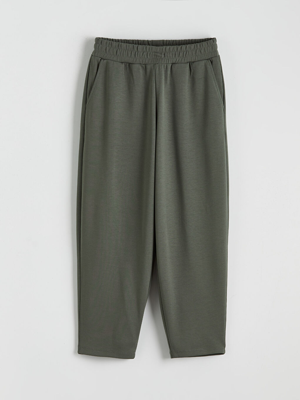 Haki Beli Lastikli Kadın Eşofman Altı-4