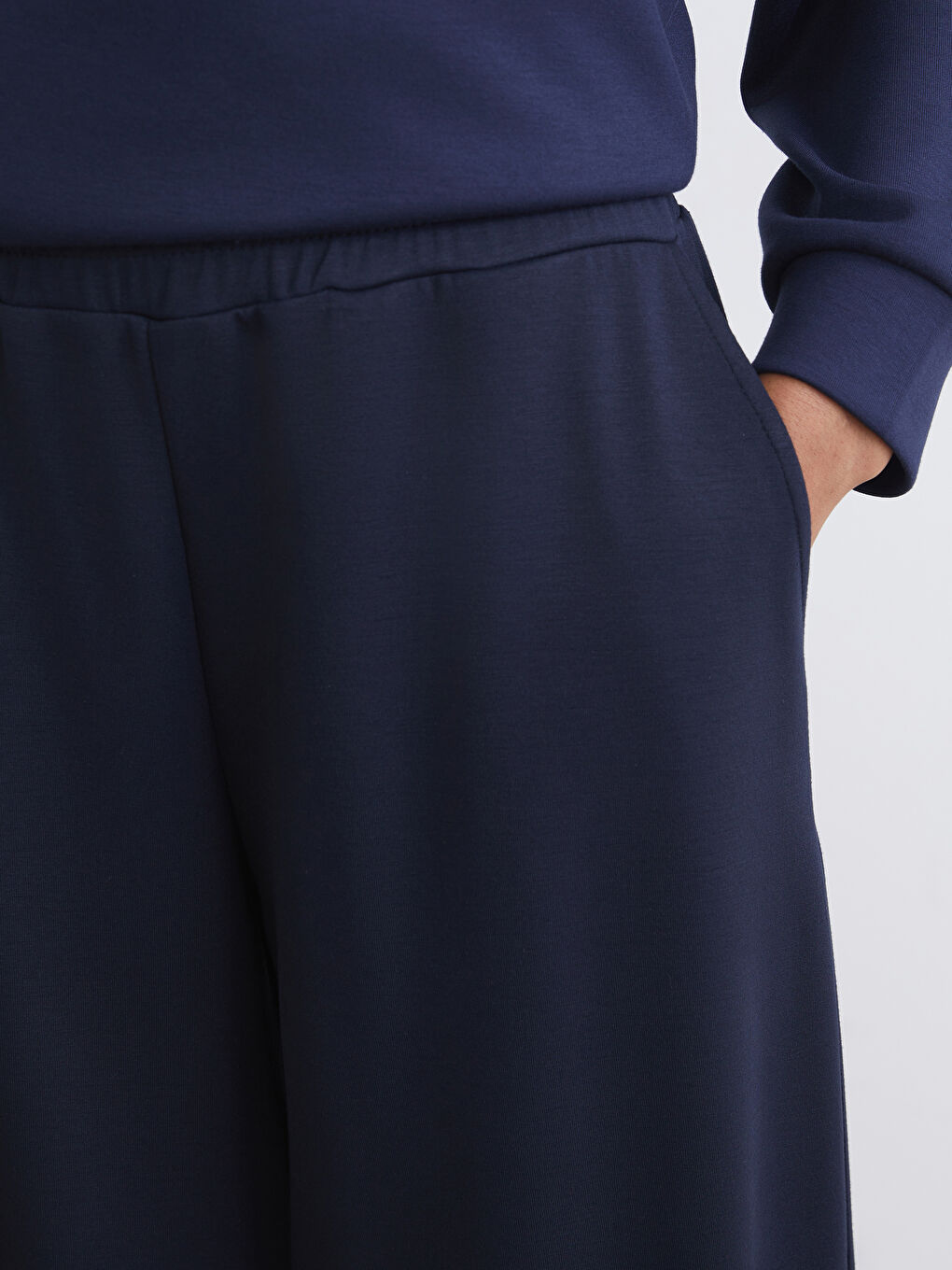 Lacivert Beli Lastikli Kadın Eşofman Altı-2