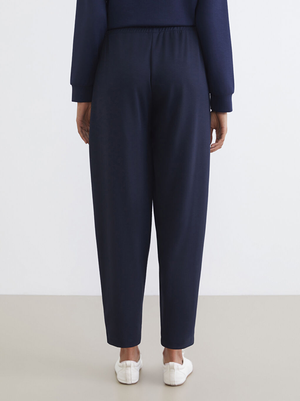 Lacivert Beli Lastikli Kadın Eşofman Altı-3