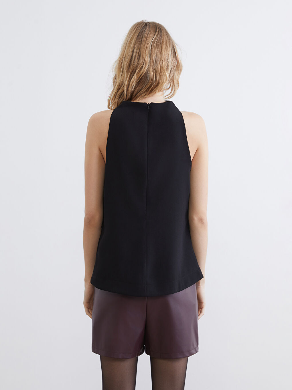 Siyah Halter Yaka Bluz-3