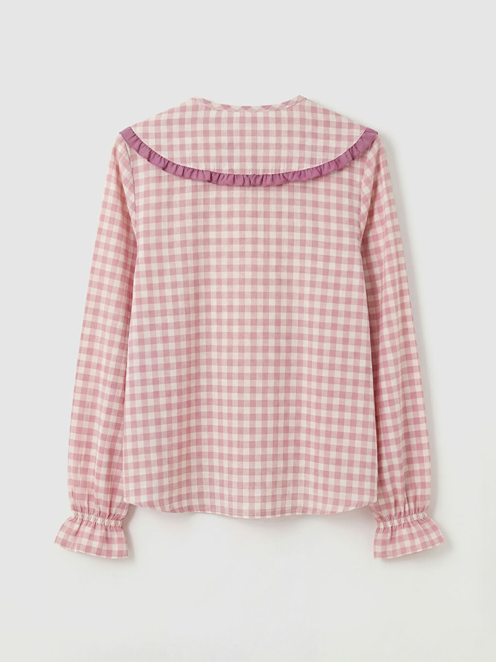 Pembe Bebe Yaka Ekose Kadın Pijama Takım-2